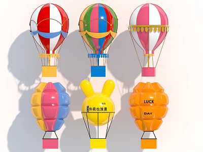 Colorful Hot Air Balloon Shaped Playground Equipment with Various Designs for Kids 3d model