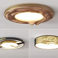 Elegant Modern Ceiling Lights With Wooden Metal Frames And Carved Cloud Patterns Design 3d model