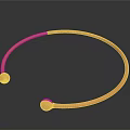 Copper Bangle Bracelet With Smooth Surface And Round End Beads