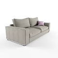 Gray Fabric Two Seater Sofa With Purple And White Cushions 3d model