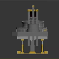 Industrial Furnace Equipment With Yellow Mechanical Arm Support Legs And Red Heating Section