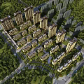 Aerial View Planning of Residential Area With High Rise Towers Low Rise Houses Green Spaces