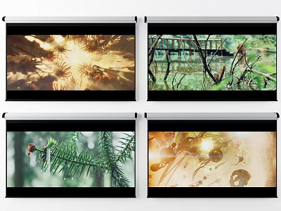 Projection Monitoring With Multiple Screens Displaying Real Time Natural Scenery Surveillance 3d model