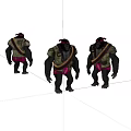 Gorilla Game Film Character In Three Poses With Combat Vest Red Shorts And Straps