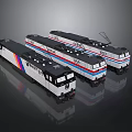 Vanderlande Model Trains with Black White Red Blue Stripes Numbered 402 403 on