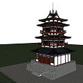 Chinese ancient building sutra depository pavilion pavilion 3d model