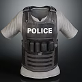 Police Tactical Vest Over White T-Shirt With Protective Pockets And Functional Design