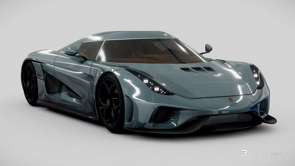 Blue Luxury Supercar With Sleek Aerodynamic Body Black Wheels And Modern Headlights 3d model 