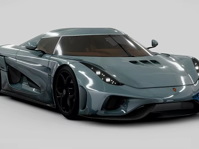 Blue Luxury Supercar With Sleek Aerodynamic Body Black Wheels And Modern Headlights 3d model