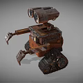 Rusty Tracked Robot With Mechanical Arm And Binocular Eyes Design 3d model