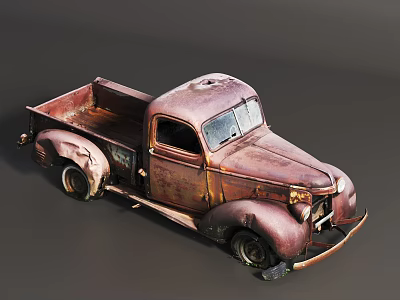 Old Rusty Vintage Truck Exterior Featuring Weathered Metal And Classic Retro Design 3d model