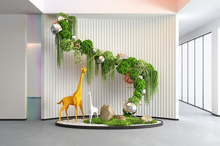 Modern indoor landscape landscaping plant art installation 3d model