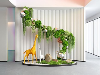 Modern indoor landscape landscaping plant art installation 3d model