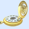 Golden Open Pocket Watch With Roman Numeral Dial And Intricate Mechanical Movement Engraved Case