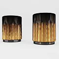 Cylindrical Decorative Lamps With Gradient Black To Gold Rippled Surface Design 3d model