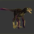Lifelike Feathered Dinosaur With Open Mouth And Extended Wings On Dark Background