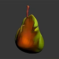 Artistic Pear with Green and Orange Gradient and Creative Carving Design Details
