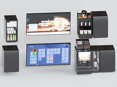Smart Machines With Display Screens For Self Service Beverages And Stationery 3d model