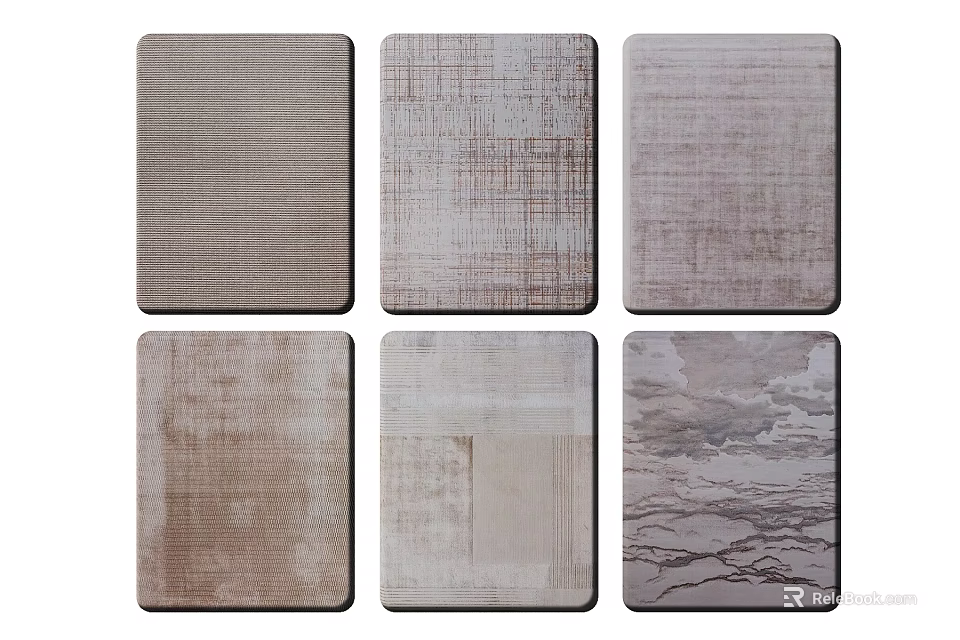 Modern Square Rugs With Neutral Tones And Textured Patterns For Home Decor 3d model