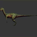 Colorful Striped Dinosaur 3D Model Standing With Open Mouth And Detailed Features