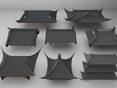 Traditional Chinese Architectural Roofs With Various Styles And Classic Design Elements 3d model