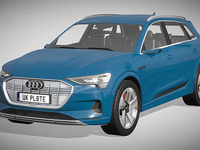 Audi Blue Electric SUV With Modern Exterior Design And Stylish Headlights 3d model