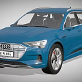 Audi Blue Electric SUV With Modern Exterior Design And Stylish Headlights
