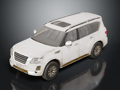 White Off road SUV With Sunroof And Gold Accent Alloy Wheels Design 3d model
