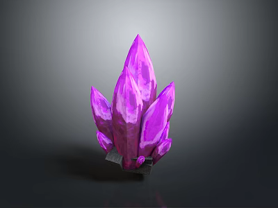 Decorative Purple Polyhedral Crystal Cluster With Geometric Tips And Black Base 3d model