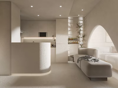 Serene SPA Sauna Space With Cozy Sofa And Minimalist Design 3d model