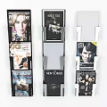 Sturdy White Multi Layer Magazine Display Shelves Displaying Various Magazines 3d model