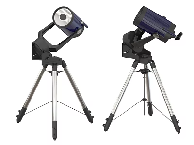 Dual Modern Astronomical Telescopes On Tripod Stands For Night Sky Observation 3d model