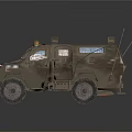 Armored Tactical Military Vehicle With Reinforced Armor Off Road Tires And Roof Equipment