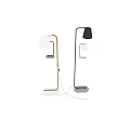 Modern Floor Lamps With Black White Shades And Metal Marble Bases