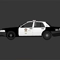 White And Gray Police Car With Roof Lights License Plate And Door Emblem