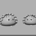 Cute White Plump Dumplings With Smiling Faces On Black Background