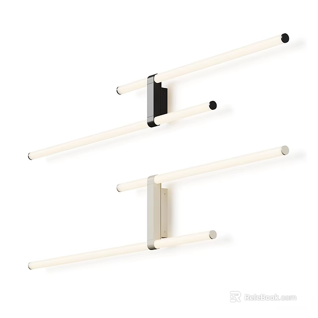 Modern Minimalist Wall Sconce With Linear Tube Lighting And Metal Bracket 3d model 