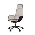 Modern White High Back Office Chair With Armrests Metal Base And Wheels