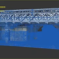 Urban Steel Truss Bridge With Concrete Support Underpass Bicycles And Water Reflection