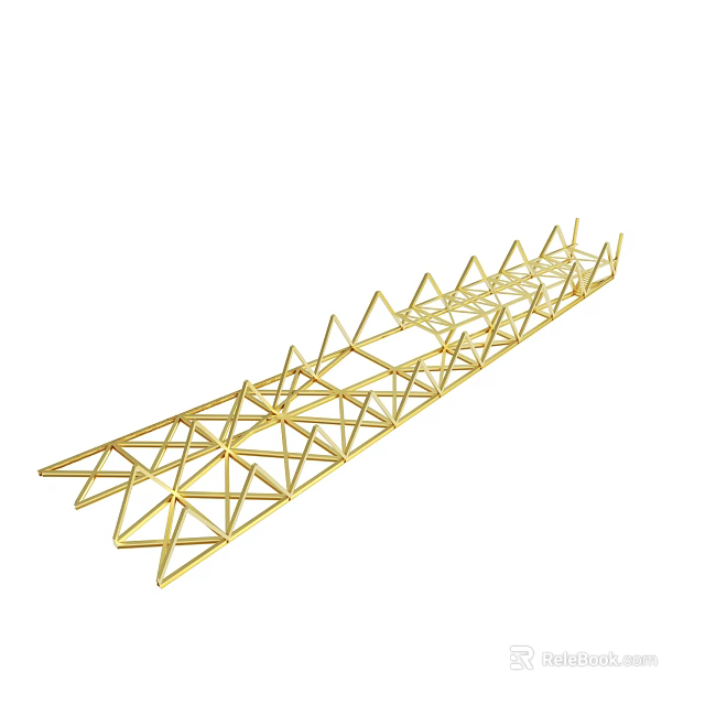 Elegant Golden Metal Truss Structure With Geometric Framework For Industrial Use 3d model