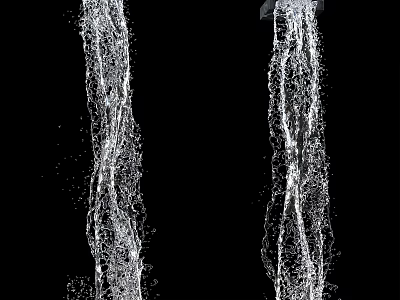 Garden Ornament With Artistic Flowing Water Streams On Black Background 3d model