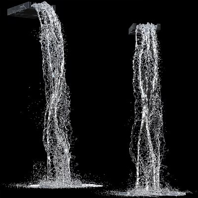 Garden Ornament With Artistic Flowing Water Streams On Black Background 3d model
