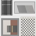 Modern Abstract Wall Art Collection With Geometric Stripes Checkerboard And Color Blocks
