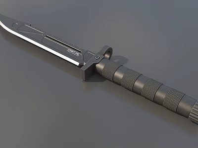 Tactical Utility Knife With Textured Black Handle And Sharp Blade 3d model