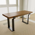 Modern Wooden Desk With Black Metal Legs In Bright Room Setting