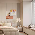 Kids Room Interior With Bed Stuffed Teddy Bear Desk Chair Wall Paintings Window Rug Cabinets
