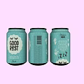 Light Blue Canned Sleep Beverage Featuring Good Rest ZZZ Design on Pink Background