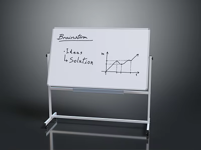 Wooden Stone Whiteboard Stand For Brainstorm Ideas And Solution Charts 3d model