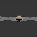 Sword with slim blade red hilt and metal guard against gray gradient background