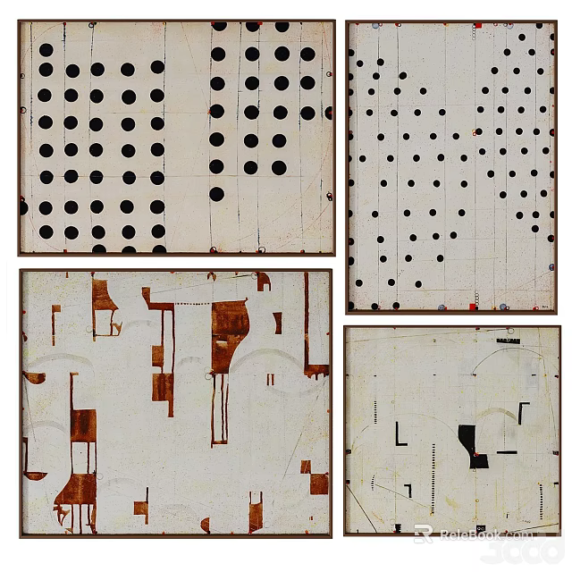 Creative Photo Wall Design Ideas With Dot Patterns And Geometric Shapes Decor 3d model